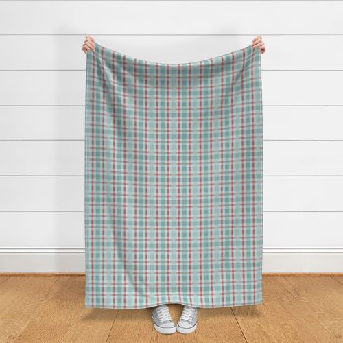 Maeve Plaid large: Teal & Light Red Summer Plaid