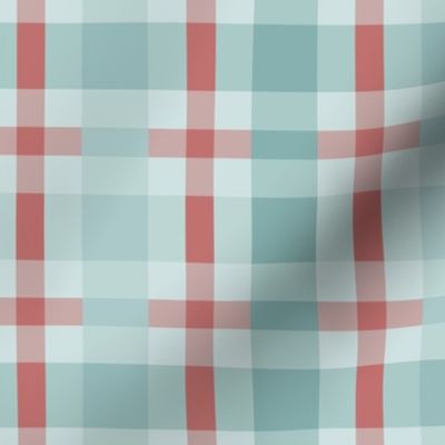 Maeve Plaid large: Teal & Light Red Summer Plaid