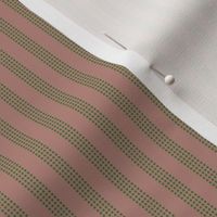 RREC2 - S - Wide Green Stippled Stripes on Light Brown - half inch repeat