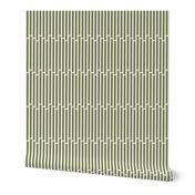 Vertical Dashed Stripes in Olive Green And Light Ivory