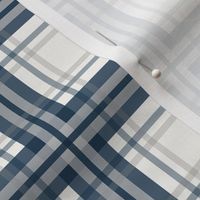 modern farmhouse tartan plaid, navy blue, gray on cream