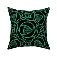 Chunky Roses Green  And Black