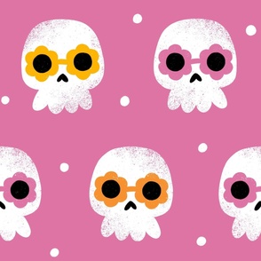 Small-Groovy Halloween Skulls-pink