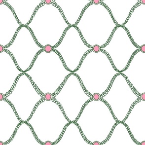 Preppy pink and green lattice