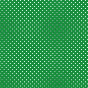 Strawberry Jelly Polka Dots - White on Green