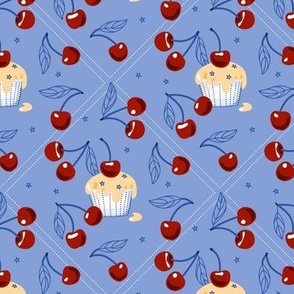 retro cherry diamond cupcakes
