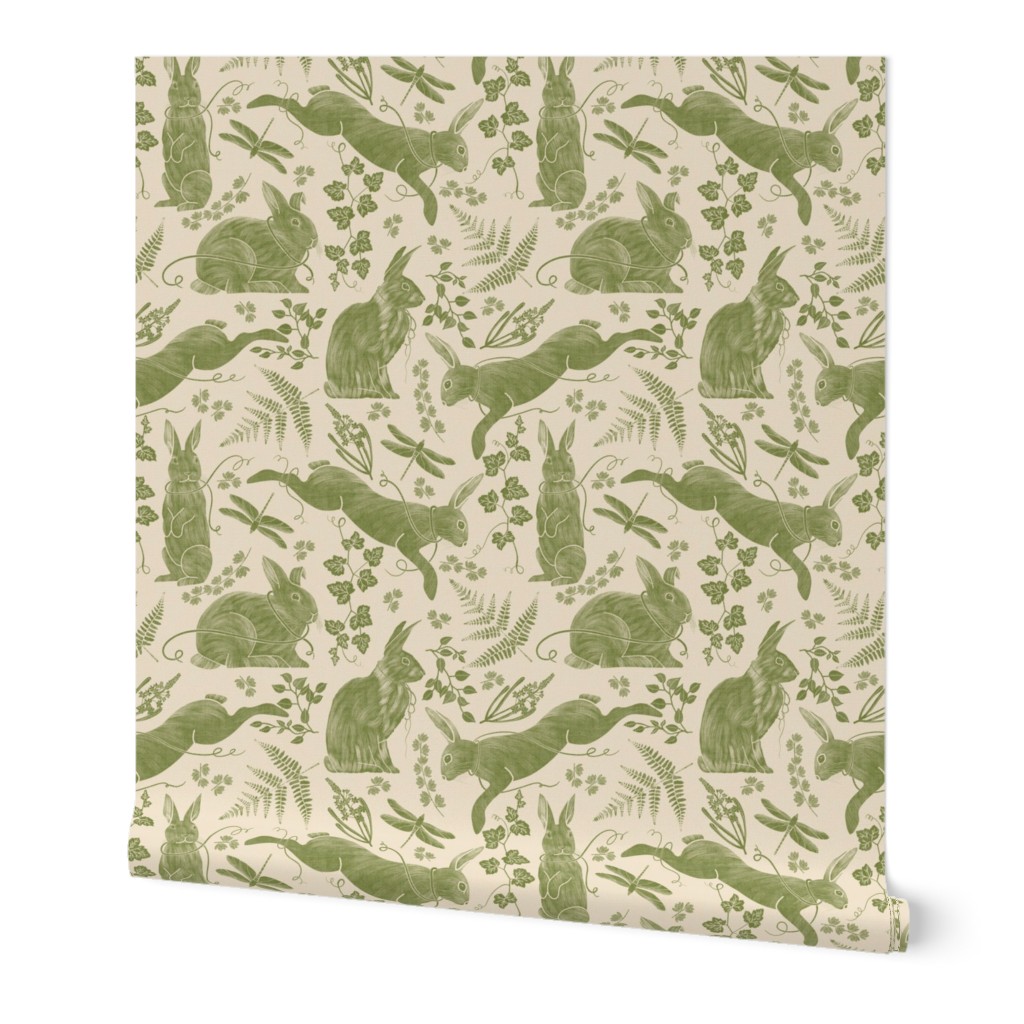 Rabbit Nursery // Olive Green on Beige