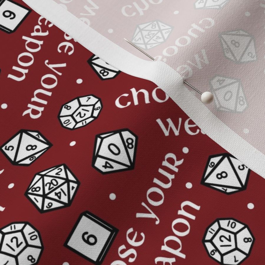 Medium - Choose Your Weapon - Cranberry - RPG Tabletop Game Dice