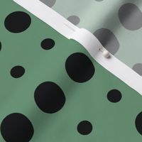 Solid Circle Dots Pattern MSGCDP009 Small Scale - Black Color ND000 on Mint Soufflé Color GM001 Minimalist Simplicity