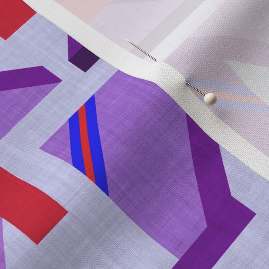 Lost Geometry Shards - Angles & Lines - Purple Lilac Red & Blue Texture