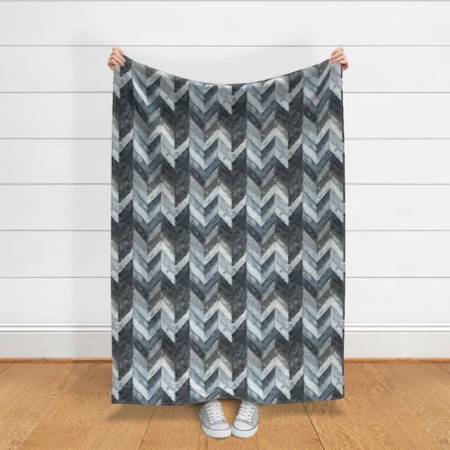 Shades of Gray Impasto Chevron