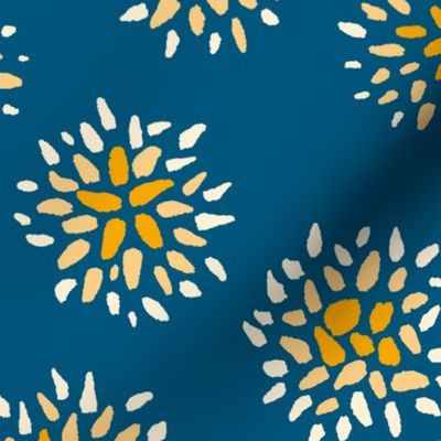 Floral Hanukkah Star Celebration_navy Blue Large