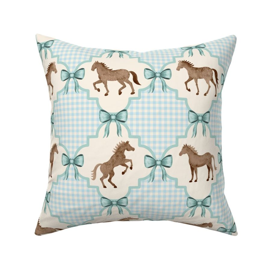 Preppy Pony Wintergreen Coquette Bows On Sky Blue Vanilla Baby Gingham