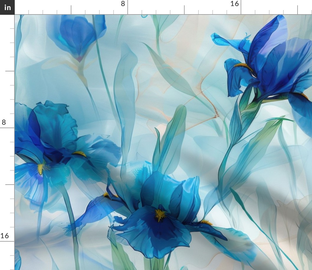 Blue Irises in Watercolour