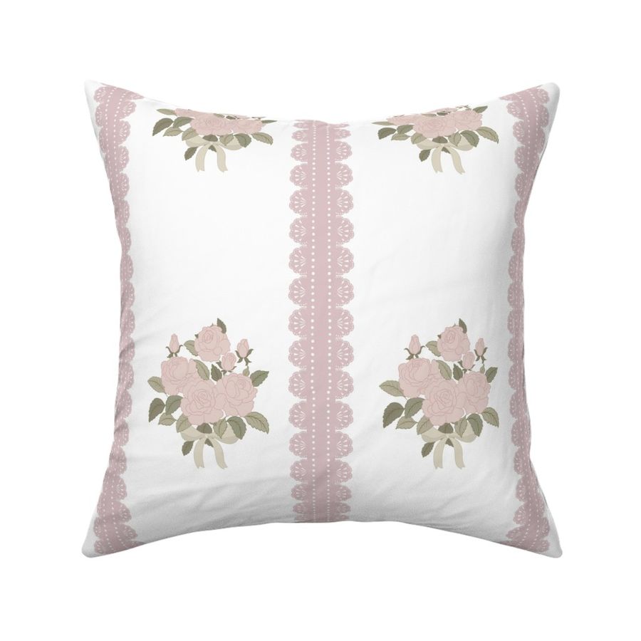 Pale Pink Rose Bouquet with Ribbon Bow - Grandmillenial/Coquette Wallpaper 