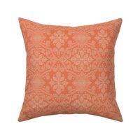 bohemian hand drawn floral damask line art cream on persimmon orange e27753