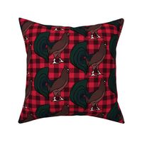 Rooster on Red Plaid