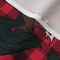Rooster on Red Plaid
