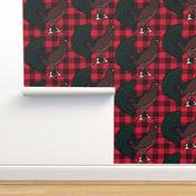 Rooster on Red Plaid