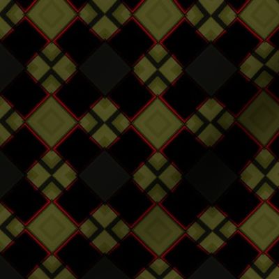 Dark Geometric Diamonds - Yellow Black Red (3" Repeat)