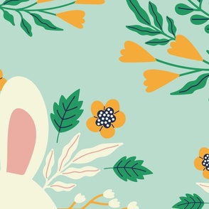 Bunnies, carrots and flowers - Large scale