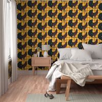 Rooster on Yellow Plaid
