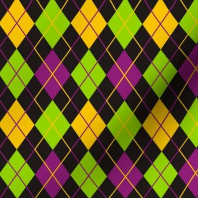 Mardi Gras Fat Tuesday Black Argyle