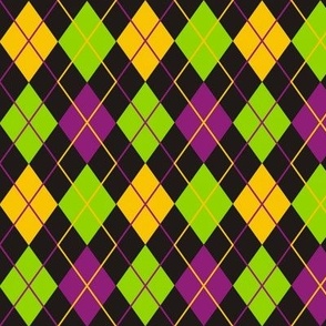 Mardi Gras Fat Tuesday Black Argyle