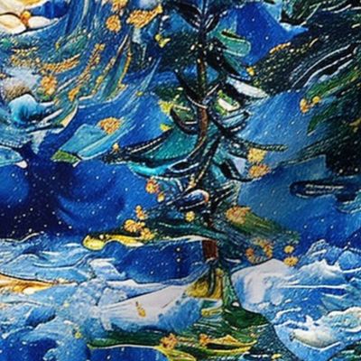 L van gogh style christmas landscape T380