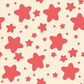 Dark Pink  Stars on Cream