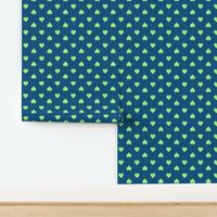 Large Light Green Hearts on Dark Blue - Valentines - Polka Dot Hearts