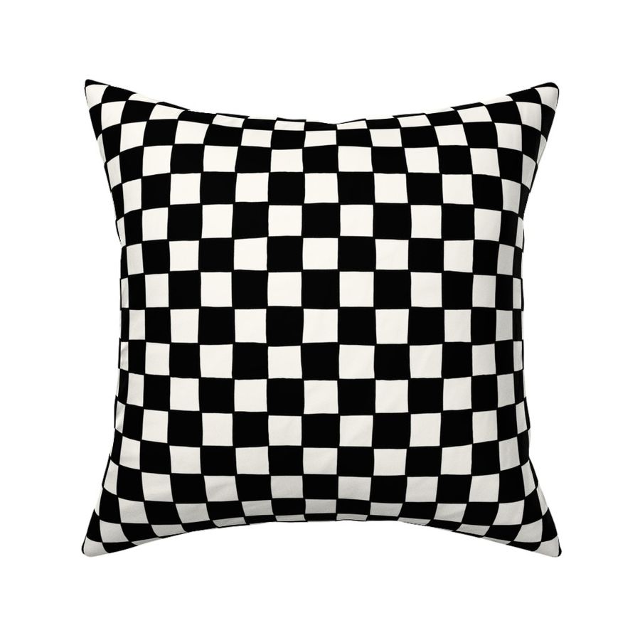 1in Checkered Organic Squares in White and  Black