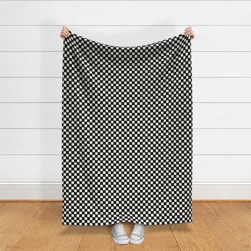 1in Checkered Organic Squares in White and  Black