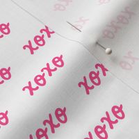 XOXO hand script - pink on white - small