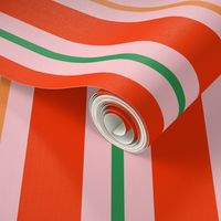 Bold and Cheerful Contemporary Vertical Stripes in Orange Pink Green