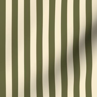 Tender stripes in forest green and beige - medium