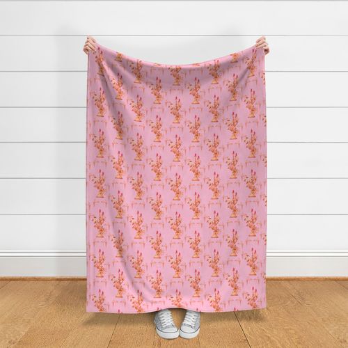 Orange Pink Fantasy Flamingos and Peonies Eye Catching Abstract Floral Elements, Whimsical Birds and Flowers, Crazy Bold Botanicals, Imaginative Floral Fantasy, Rosy Pink Hues, Flamingo Character Animals Decorative Flamingo Birds Crazy Elegant Fantasy 