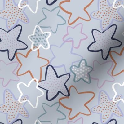 Cute starfish on blue l coral reef l Whimsical underwater ocean l Kids, Baby, Nursery, Childrens l 6in small scale