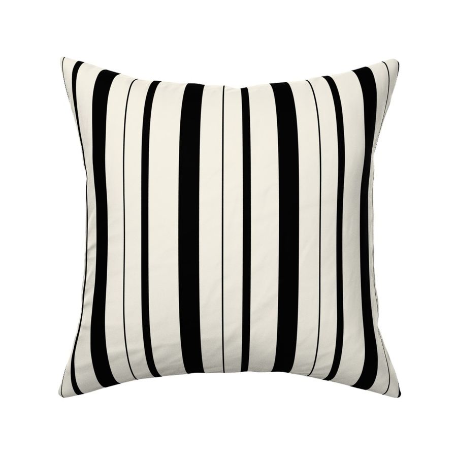 Coquette Stripes - Black & Ivory - Classic & Gothic Varied Width Lines