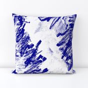 Cobalt Blue White Floral Abstract Drawing