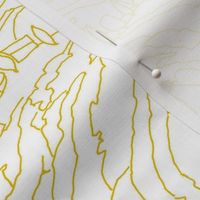 Yellow Ochre Gold Line Drawing Italian Landscape