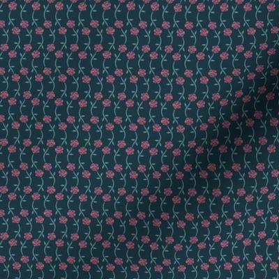 Pink Roses on Dark Teal Background 1 (minuscule)