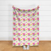 Denim And Daisy Dots Pink Orange Retro Modern Scandi Cheerful Flower (S)