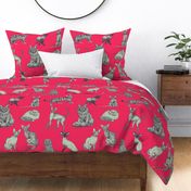 Artist Illustrated Cats JUMBO Print - Hot Pink