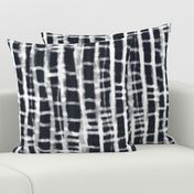 Blurred Checkers - Washed Out Shibori Style - Dark Blue White Gray