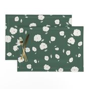 Scattered Baby Flowers - Forest Green & Cream - Oversize