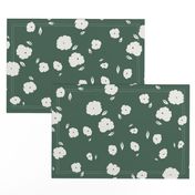 Scattered Baby Flowers - Forest Green & Cream - Oversize