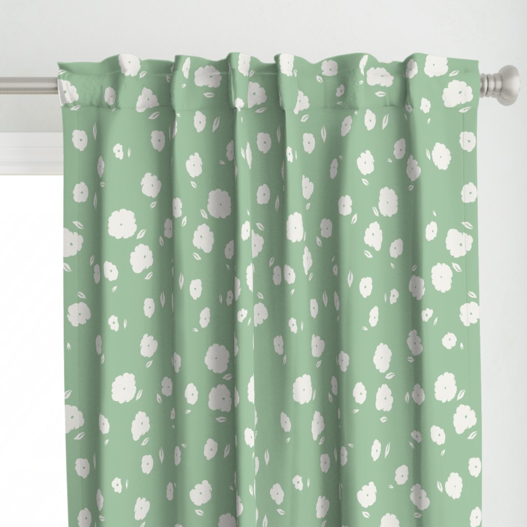 Scattered Baby Flowers - Jade & Cream - Oversize