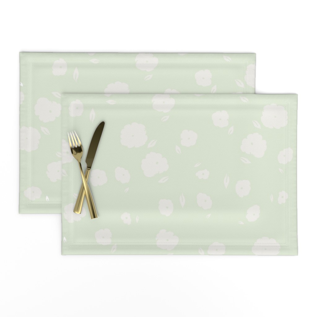 Scattered Baby Flowers - Light Green & Cream - Oversize