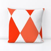 Large - harlequin diamond - Orange red and white - hand drawn brush stroke - Rhombus Lozenge pattern Checkered Geometric - fun happy boy nursery wallpaper